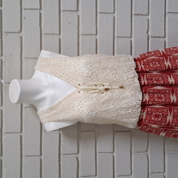 City Triangles Lace Tie Front Sleeveless Boho Maxi Dress. Size Medium - Picture 2 of 11